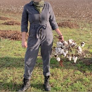 Coveralls Boiler suit / Jumpsuit Dark Gray High Waisted Long Sleeve Utility Suit